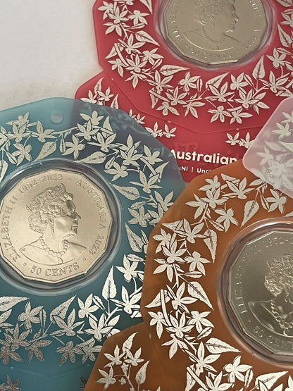 In Hand Australia 2023 Festive Florals Christmas 5 X 50c UNC RAM Coins