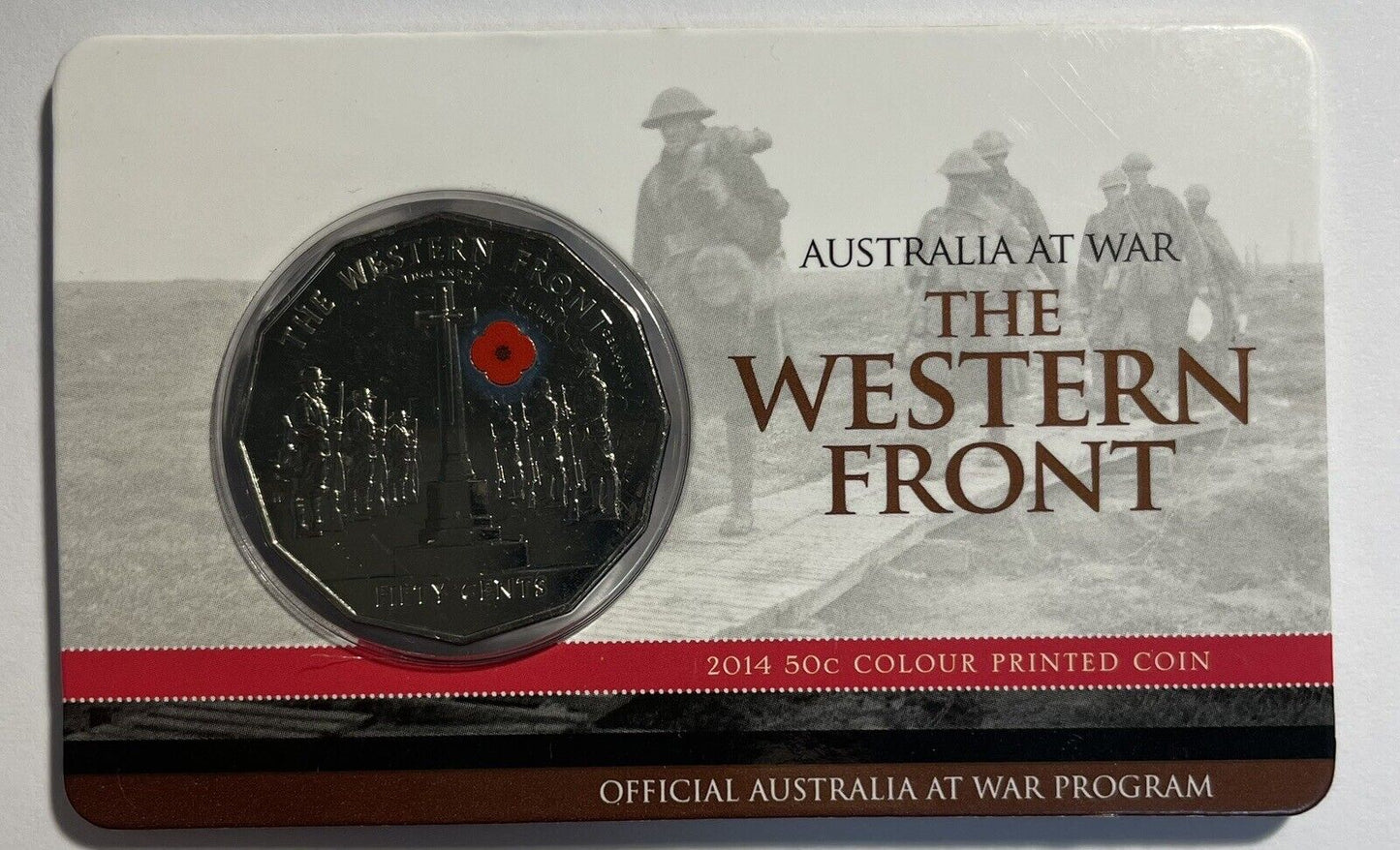 Australia 2014 50 Fifty cents Red Poppy Western Front Coin RAM Card Scarce