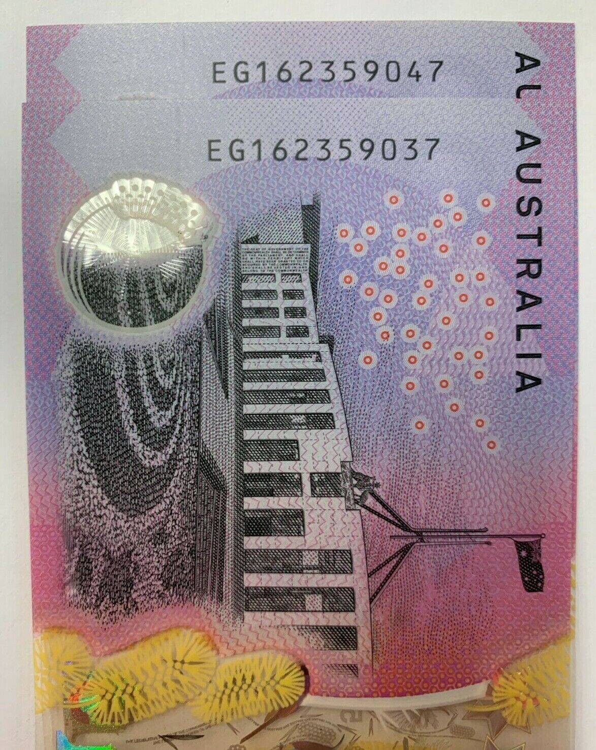 5 dollar note Australia 2016 matching serials a/UNC