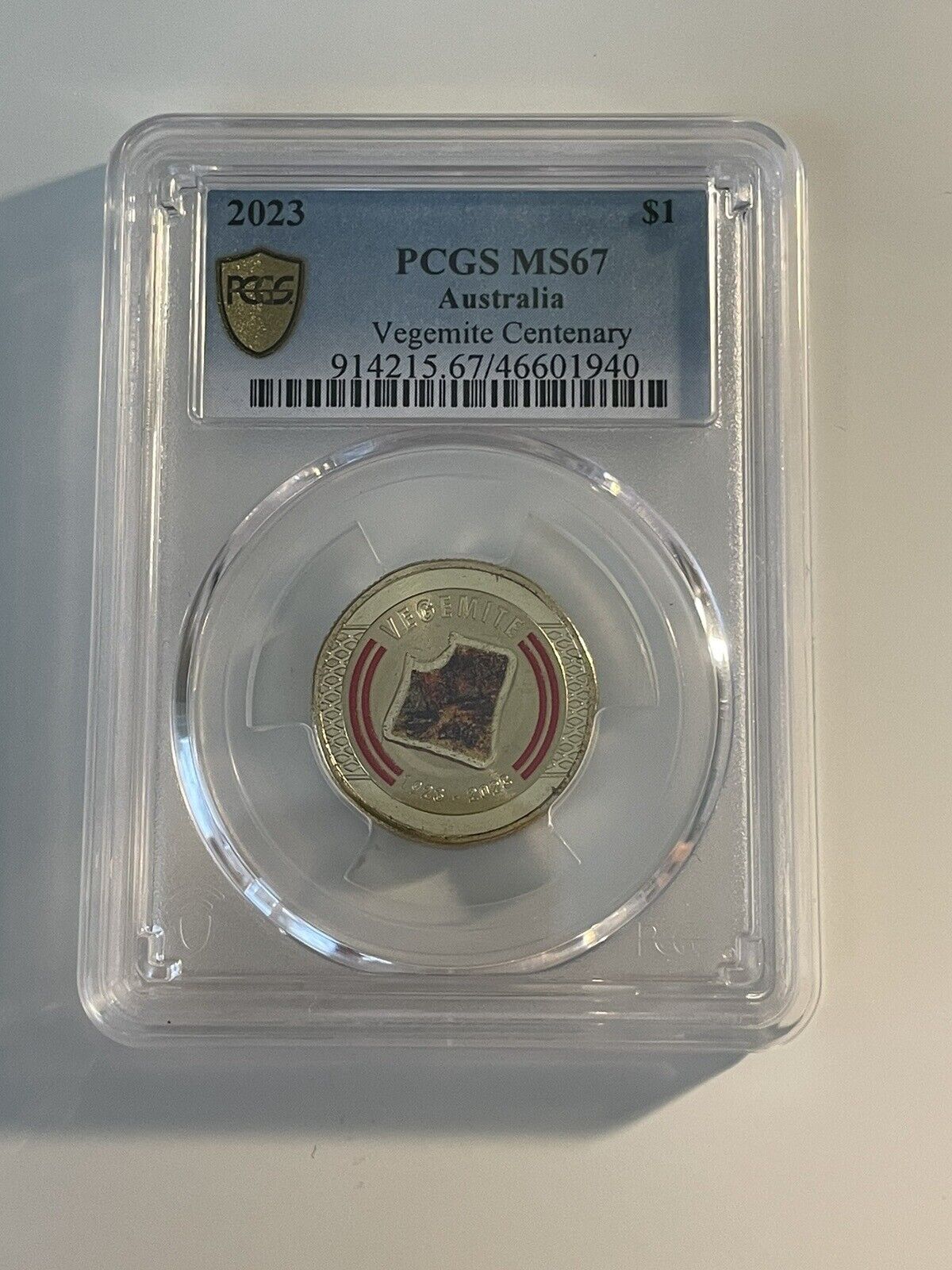 2023 Vegemite Centenary $1 One Dollar Coloured Coin PCGS MS67 Graded UNC