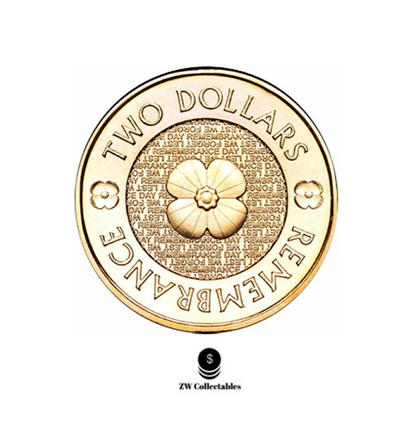 AUSTRALIAN TWO DOLLAR $2 COIN - 2012 - REMEMBRANCE DAY GOLD POPPY CIRC