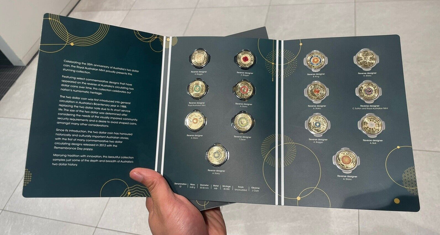 In Hand - Australia 2023 RAM 35th Anniversary $2 Dollar 14 Coin Collection Set