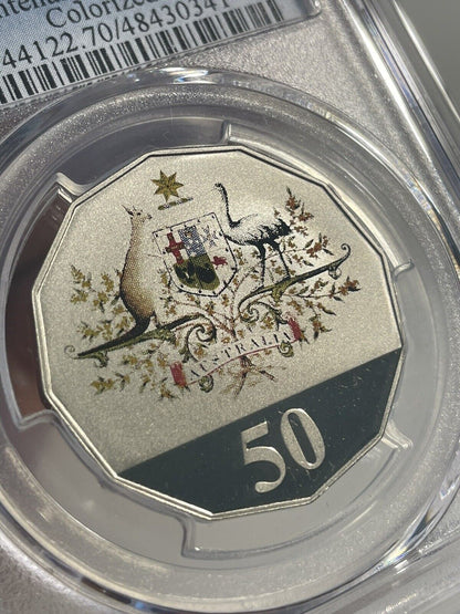 2001 Australia 50C Centenary of Federation Colorized PCGS PR70DCAM Top Pop