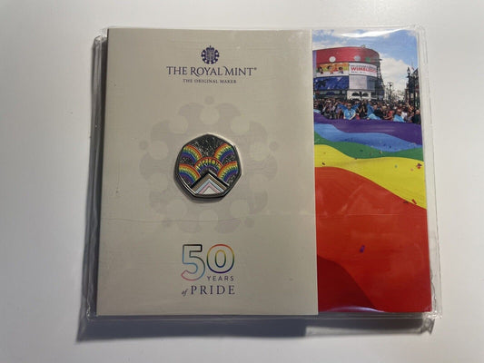 2022 UK 50p 50 Years of Pride Brilliant Uncirculated Coloured Coin LGBTQ+