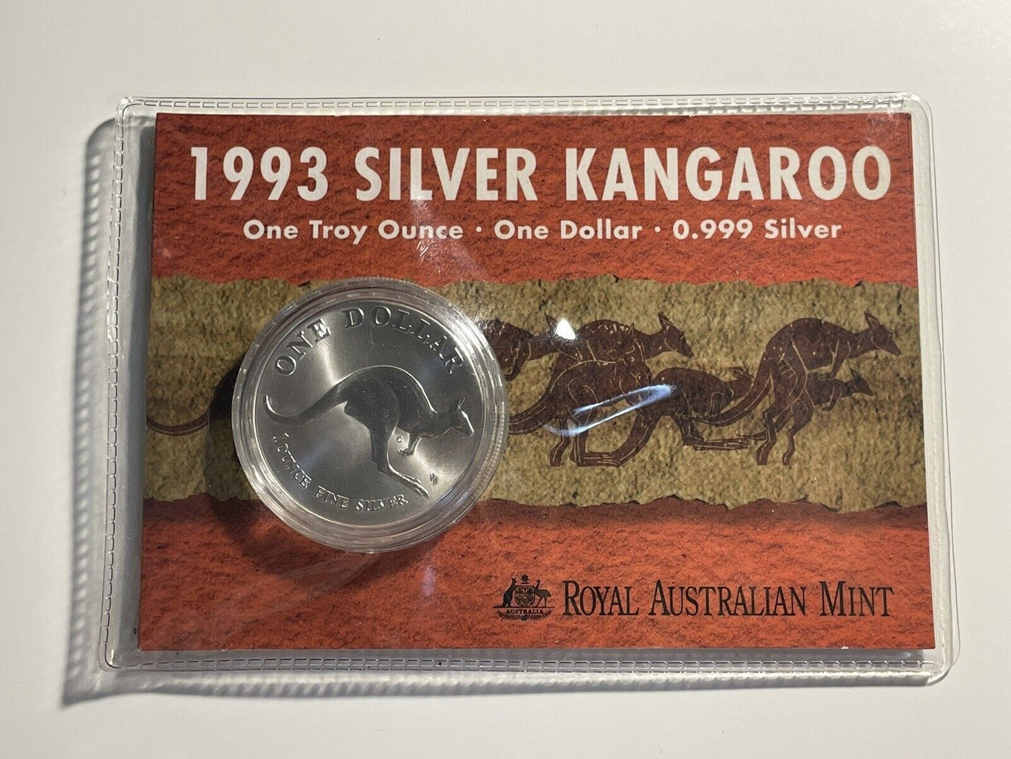 1993 $1 One Dollar Kangaroo 1oz Fine Silver 999 RAM First Year Of Issue On Card