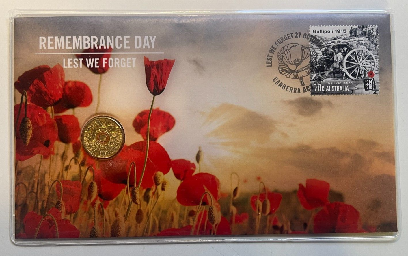 2015 $2 dollar Remembrance Day WW1 Lest We Forget PNC Coin and Stamp