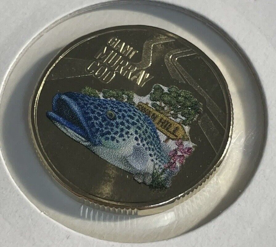 2023 AUSSIE BIG THINGS $1 Giant Murray Cod NEW COLOURED COIN *IN HAND*