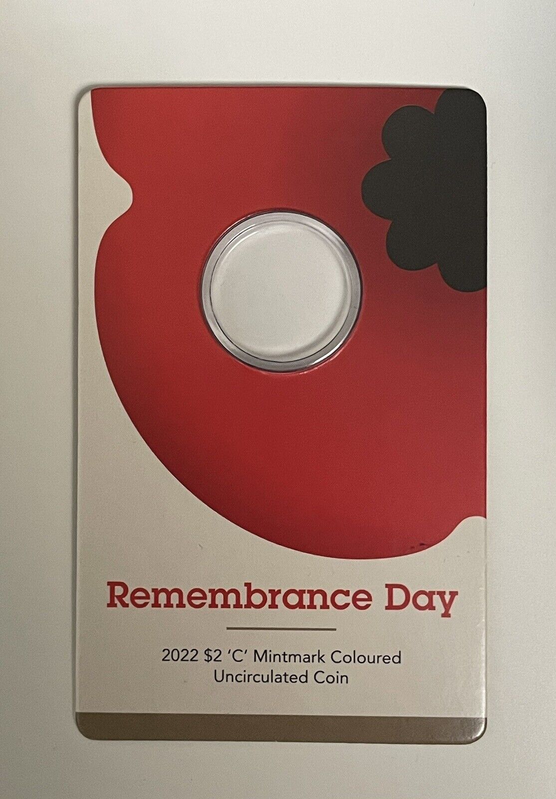 2022 $2 Two Dollar Red Poppy Remembrance Day $2 C Mintmark Empty Card