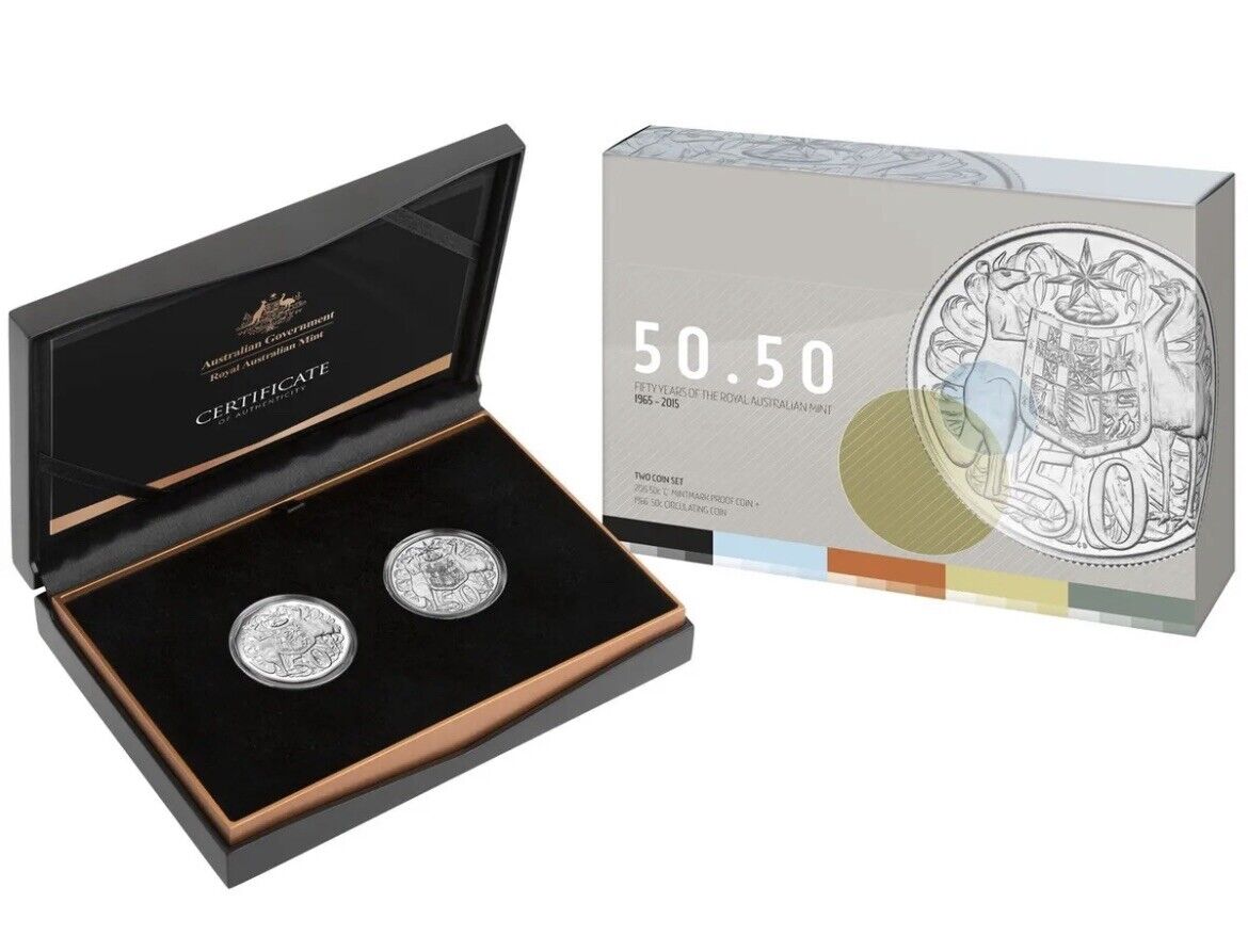 Australia: 2015 50c 50 Years of The Royal Australian Mint 50.50 2 Coin Set