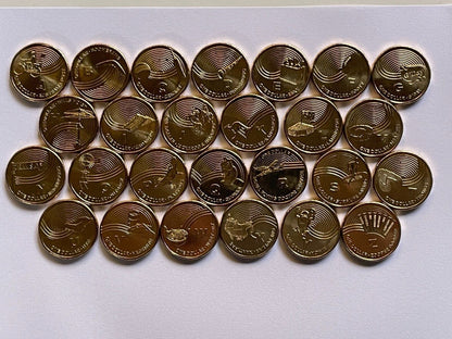 2019 & 2021 Great Aussie Coin Hunt UNC $1 Alphabet 26 Coins A-Z SECURITY ROLL