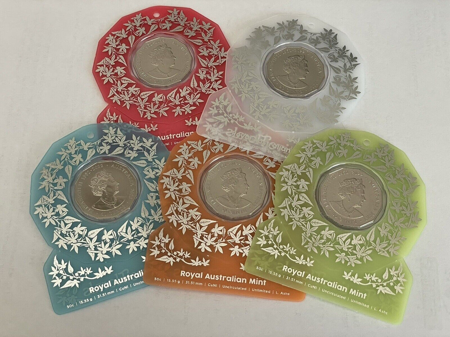 In Hand Australia 2023 Festive Florals Christmas 5 X 50c UNC RAM Coins