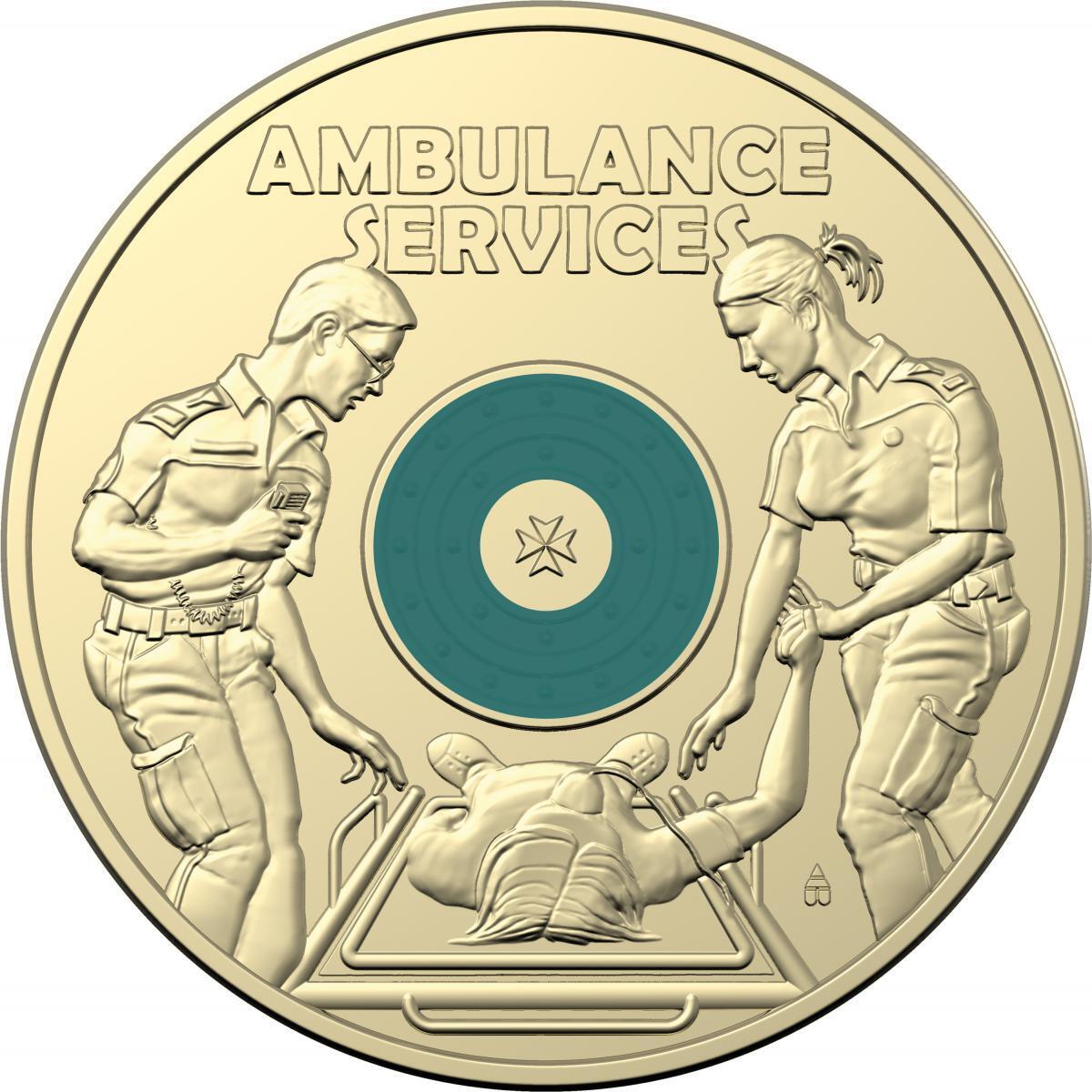 2021 $2 Ambulance Service UNC Two Dollar Coloured Coin + 2021 Aboriginal Elder