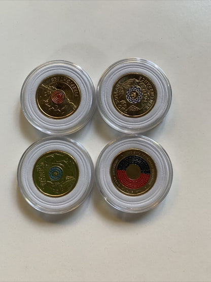 Australia $2 Coin Set - Aboriginal Flag, Ambulance, Fire & Police Coin Set UNC