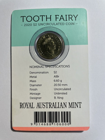 Australia 2020 $2 Two Dollars Tooth Fairy Coin RAM Card UNC Rare