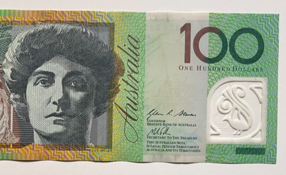 100 dollar note Australia 2014 AA First Prefix