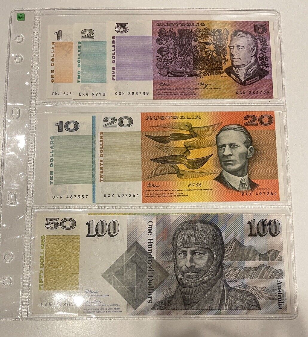 Australia banknotes $1, $2, $5, $10, $20, $50 & $100 - UNCIRCULATED UNC