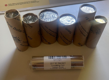 Australia 2017 5c-$2 RAM Set of 6 UNC coin Rolls