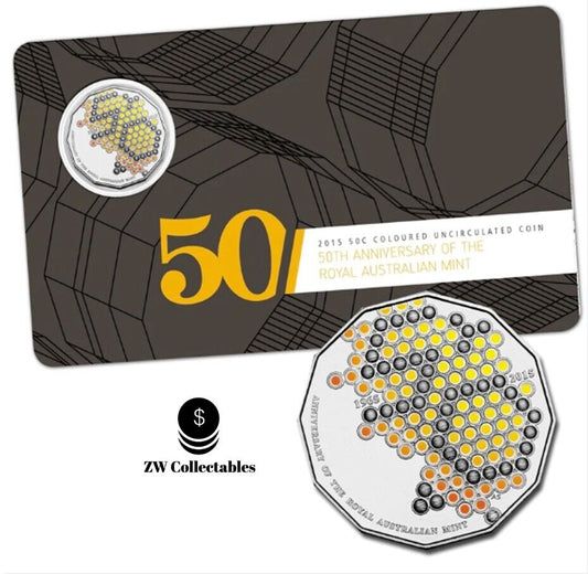 2015 50c Coloured Uncirculated Coin 50th Anniversary of the RAM Standard Issue