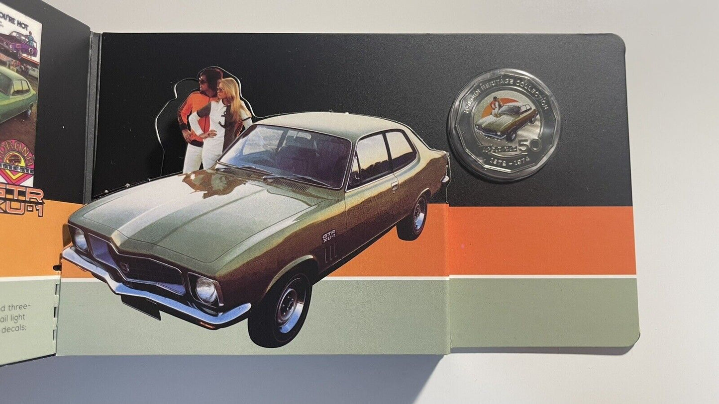 34716 2016 LJ TORANA HOLDEN HERITAGE COLLECTION 1972-1974 50c COLOURED UNC COIN