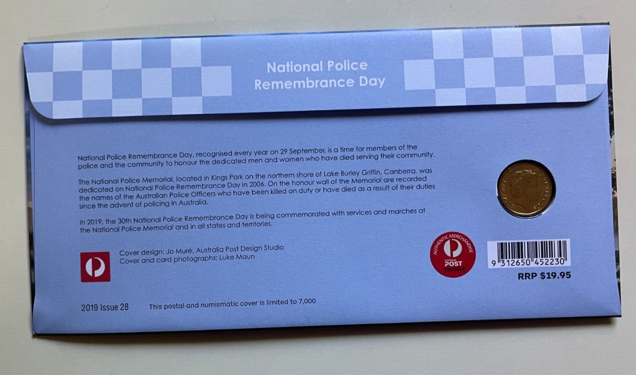 AUSTRALIA • 2019 • Police Remembrance Day $2 PNC coin cover