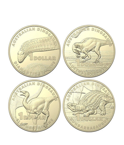 2022 DINO HUNT $1 Dinosaur Coins.Complete Set Of 4 UNC coins From RAM mint